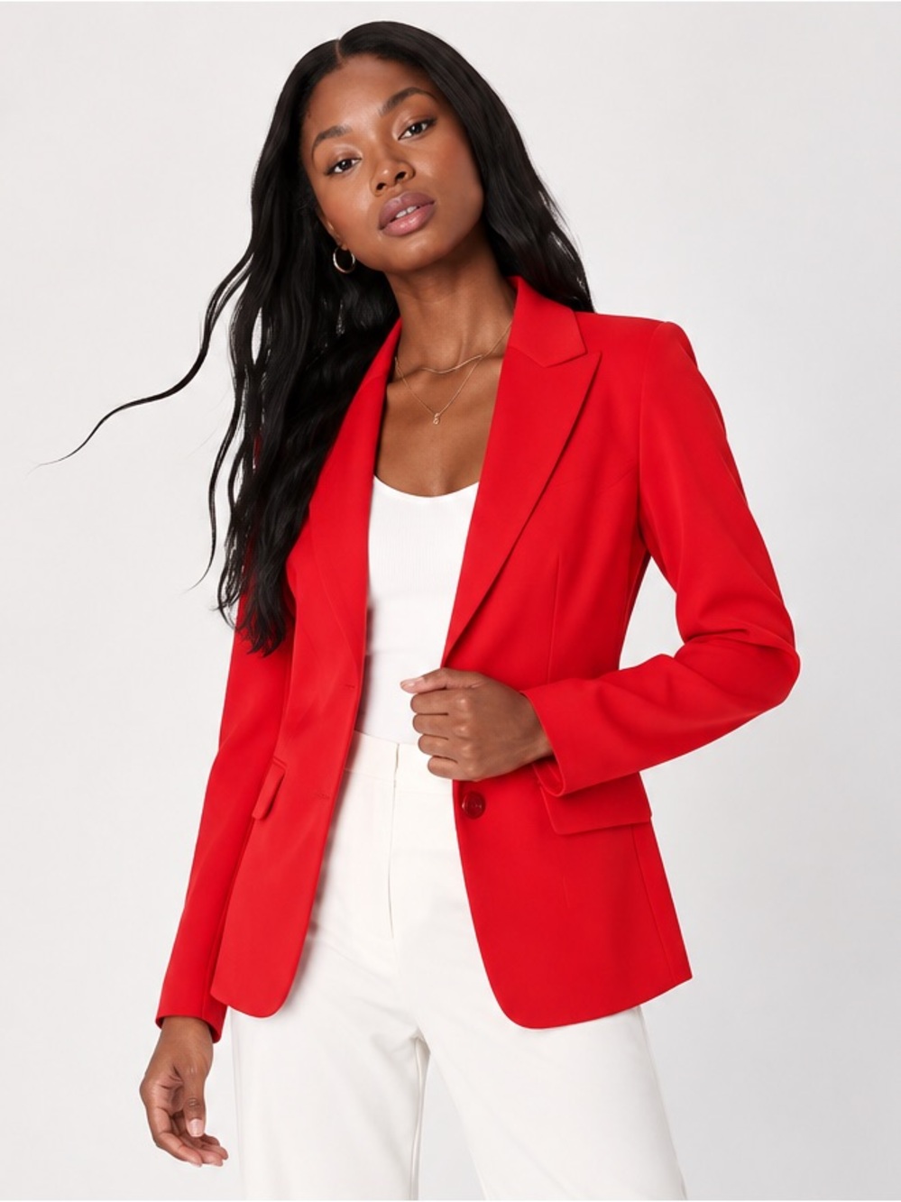 Alice + Olivia Red Tailored Blazer Size 4 Single Button